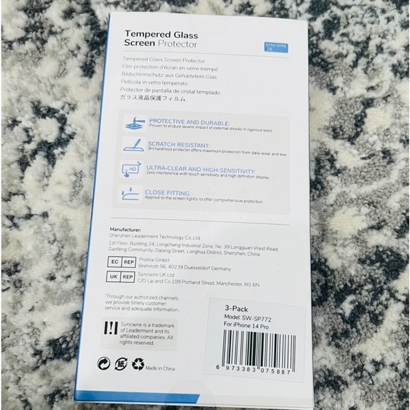 SYNCWIRE TEMPERED GLASS SCREEN PROTECTORS FOR IPHONE 14 PRO - Picture 3 of 8